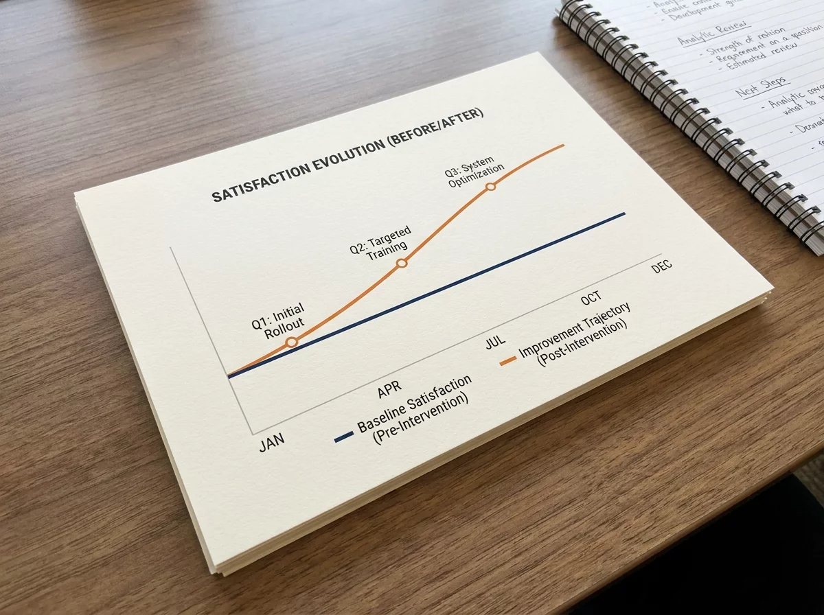Graphique evolution satisfaction avant apres actions